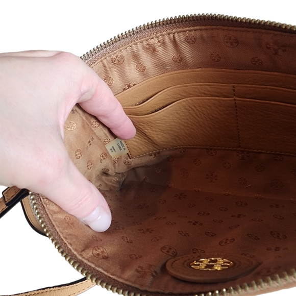 Tory Burch Crossbody Bag Tan Pebbled Leather - Picture 7 of 13